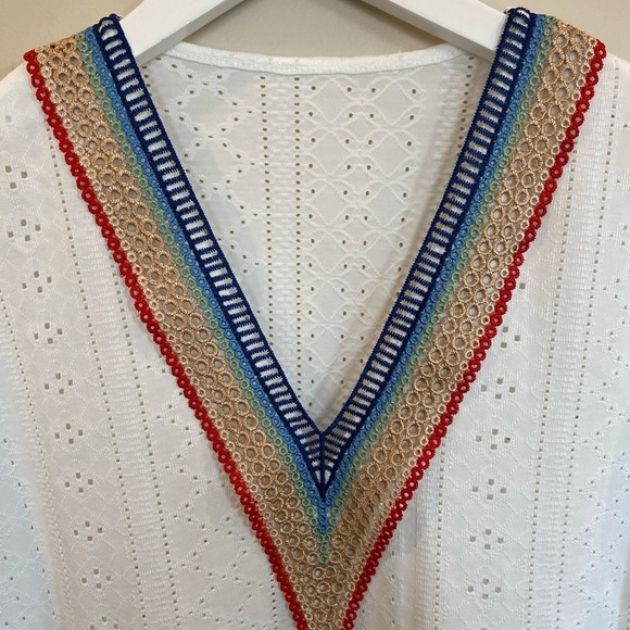 Cupshe Rainbow Lace Trim V Neck Top Large - Picture 3 of 7